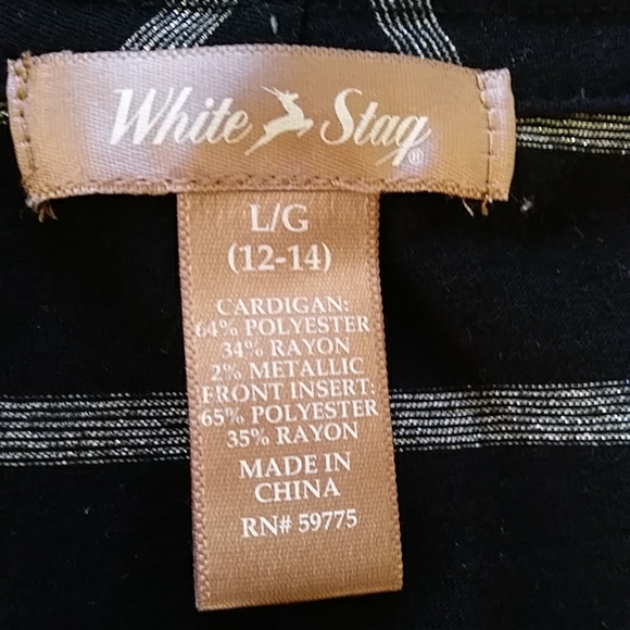 Metallic Bling Black Silver Cardigan with Front Insert Tank Top Large - Picture 2 of 13